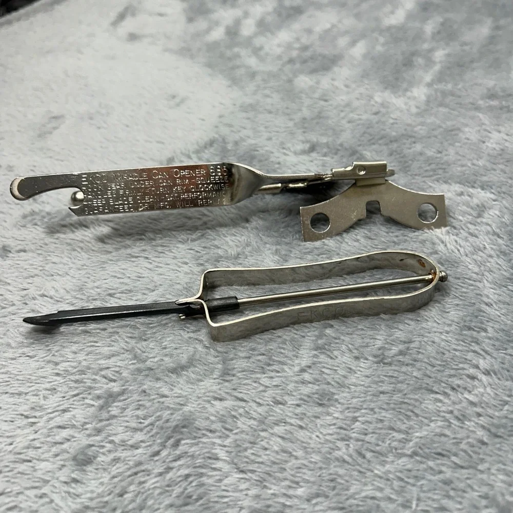 Vintage EKCO Miracle Can Opener 885 and Swivel Vegetable Peeler Set Silver MCM